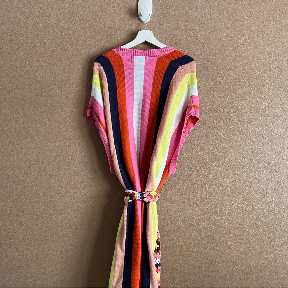 Anthropologie Kimono Colorful Striped Knit Belted Sweater One Size - Picture 8 of 13